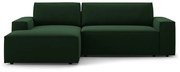 Divano angolare verde scuro allungabile/con contenitore (con penisola a sinistra/con chaise lounge) con rivestimento in velluto Jodie – Micadoni