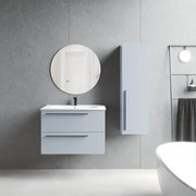 Mobile da bagno sotto lavabo VISOBATH Mia grigio perla laccato opaco L 80 x H 55 x P 45 cm 2 cassetti, lavabo posizionabile centralmente non incluso