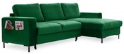 Divano letto angolare in velluto verde, angolo destro Lofty Lilly - Miuform