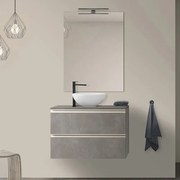 Mobile bagno sospeso 80 cm Master grigio effetto cemento per lavabo da appoggio