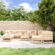 Set salotto da giardino 11 pz in legno massello di pino