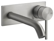 Parte esterna miscelatore lavabo a parete bocca media senza scarico steel brushed meccanica 54288 gessi