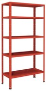 Scaffale in kit 5 ripiani Crosser L 90 x P 40 x H 180 cm rosso, portata per ripiano 80 kg