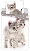 Set copripiumino e federa da bambini bianco/grigio in cotone per letto singolo 140x200 cm Kitten "Grey" – Jerry Fabrics