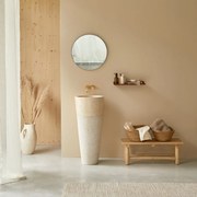 Tikamoon - Lavabo in marmo con piede pietra naturale color crema bagno design Tikamoon