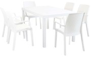CALIGOLA - set tavolo in resina effetto rattan cm 150 x 90 x 74 h con 6 poltrone Alma
