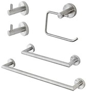 Set accessori a muro 5 pezzi in acciaio inox satinato e viti incluse   Galassia