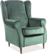 Poltrona Baron in velluto verde - Blu78/wenge
