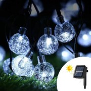 Catena decorata con 50 Perle a Led Bianco Freddo 5 metri con pannello solare Wisdom