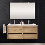 Mobile bagno da 120 cm Nilo rovere oak con 4 cassetti lavabo e 2 specchi