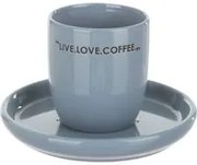 Tazzina caffè 135 ml con piattino blu scritta Quotes