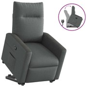 Poltrona Alzapersona Reclinabile Grigio Scuro İn Tessuto /