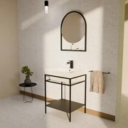 Specchio con illuminazione integrata bagno tondo COLAVENE L 65 x H 65 x P 7 cm nero