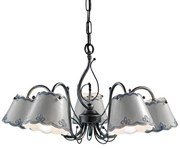 Lampadario Classico Ravenna Metallo E Ceramica Nero Sfumato Argento 5 Luci E14