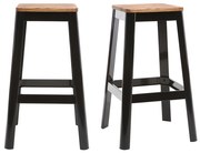 Sgabelli da bar industriali in metallo nero e legno H75 cm (set di 2) NICK