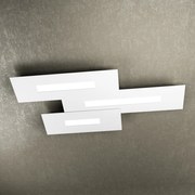 Plafoniera Moderna Rett. 3 Moduli Wally Metallo Bianco 3 Luci 2G11 80Cm