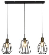 Lampadario Contemporaneo Melbourne Acciaio Nero Ottone 3 Luci E27