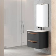 Mobile da bagno sotto lavabo Arco grigio cenere laccato opaco L 59.5 x H 55 x P 45 cm 2 cassetti, lavabo non incluso