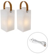Set di 2 lampade da tavolo bianche effetto fiamma ricaricabili IP44 - Stard
