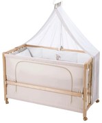 Lettino su ruote con baldacchino in colore naturale 60x120 cm Liebhabär - Roba