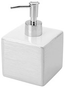 Dispenser Sapone in Ceramica Lucida Bianco a forma di Cubo