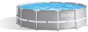 Intex - 26716NP – Piscina Fuori Terra Prisma Frame Rotonda, Pompa Filtro 2006 L/h, Scaletta, 8592 l, Acciaio e pvc, Grigio, 366x99 cm