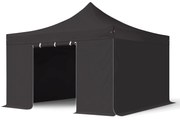 TOOLPORT 4x4m gazebo pieghevole PES con laterali, PROFESSIONAL alluminio, nero - (600175)