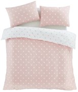 Set copripiumino e federa bianco e rosa in flanella per letto singolo 135x200 cm Polka Dot – Catherine Lansfield