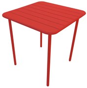 Tavolo da pranzo per giardino Cafe in acciaio con piano in alluminio rosso per 4 persone 70x70cm