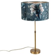 Lampada da Tavolo Bronzo con Paralume in Velluto a Forma di Pesce 35cm - Parte