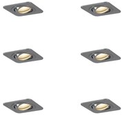 Set di 6 faretti da incasso arrotondati color canna di fucile GU10 50mm regolabili IP44 - Alberto