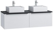 Mobile per bagno sospeso scanalato con lavabo singolo da appoggio 120 cm Bianco - LATOMA