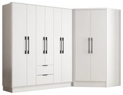 Armadio angolare 8 ante e 2 cassetti L263 cm Bianco - FEOVA