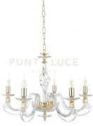 Lampadario 1306 5 luci trasparente e oro attacco e14 d.76cm