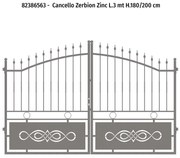 Cancello battente Zerbion in ferro, apertura centrale, L 308.5 x 195 cm, di colore grigio zincato