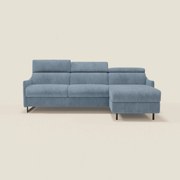 Loto Divano Letto Angolare con Penisola contenitore, Poggiatesta, Materasso Alto H18 in morbido tessuto impermeabile T14 carta da zucchero