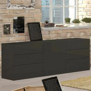 Credenza moderna con 1 anta + 6 cassetti METIS, colore antracite laccato