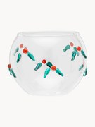 Portacandela in vetro soffiato Winter Berries