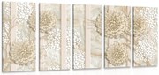 Quadri 5 pezzi – Fiori astratti su sfondo marmoreo