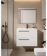 Mobile da bagno sotto lavabo VISOBATH Mia bianco laccato opaco L 70 x H 55 x P 45 cm 2 cassetti, lavabo posizionabile centralmente non incluso