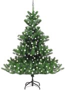 Albero Natale Artificiale Nordmann con LED e Palline Verde, Albero Natale Artificiale Nordmann con LED Palline Verde 240 cm