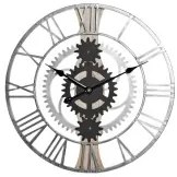 Orologio da Parete DKD Home Decor Argentato Nero MDF Ferro Ingranaggi Loft (60 x 4 x 60 cm)