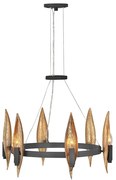 Lampadario Contemporaneo Willow Acciaio Nero Carbone Oro Deluxe Oro 6 Luci E14