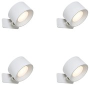 Set van 4 moderne wandlampen wit incl. LED oplaadbaar - Bright