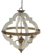 Lampadario Home ESPRIT Bianco Bronce Ferro Abete 40 W 63 x 63 x 74 cm