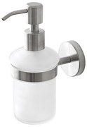 Porta dispenser per sapone liquido in vetro e acciaio inox satinato Galassia Kit di fissaggio incluso