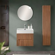 Mobile bagno sospeso cannettato 60 cm noce canaletto con specchio Bali
