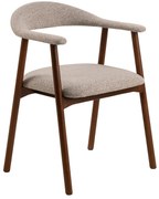 ADELE Beige Latte (tessuto Monza 60) /telaio noce tinto - SEDIA IN LEGNO BOUCLÉ PER SALONE CUCINA STILE RETRO