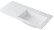 Lavabo integrale a destra rettangolare L 100.5 x H 15 x P 46 cm in resina bianco