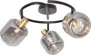 Faretto da soffitto nero con vetro fumé rotondo 3 luci - Zuzanna
